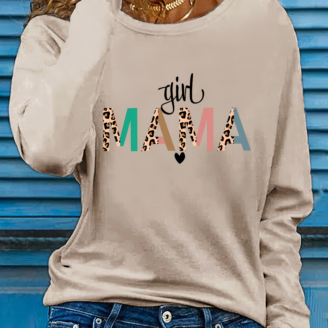 

Casual Polyester Crew Neck Long Sleeve T-shirt With Applique Alphabet Pattern, Knit Fabric For Fall Season - "" Graphic Tee