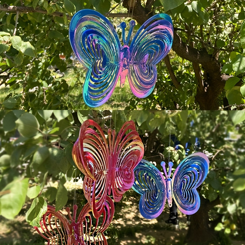 1pc Wind Catcher Reflective Bright Pendant Windmill Hanging Butterfly Shape Wind Spinner Ornament, Garden Decorative, Pest Control