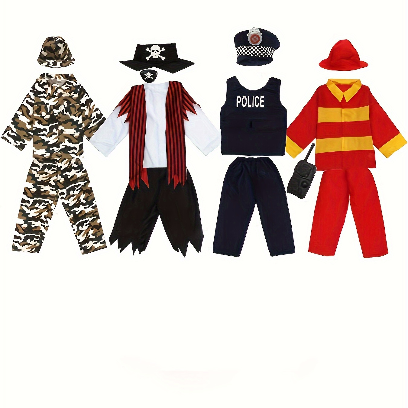 Ensemble De Costumes De Jeu De Rôle 15 Pièces, Costume De Pirate, Policier,  Soldat, Pompier Pour Enfants, Adapté Aux Enfants De 3 À 6 Ans