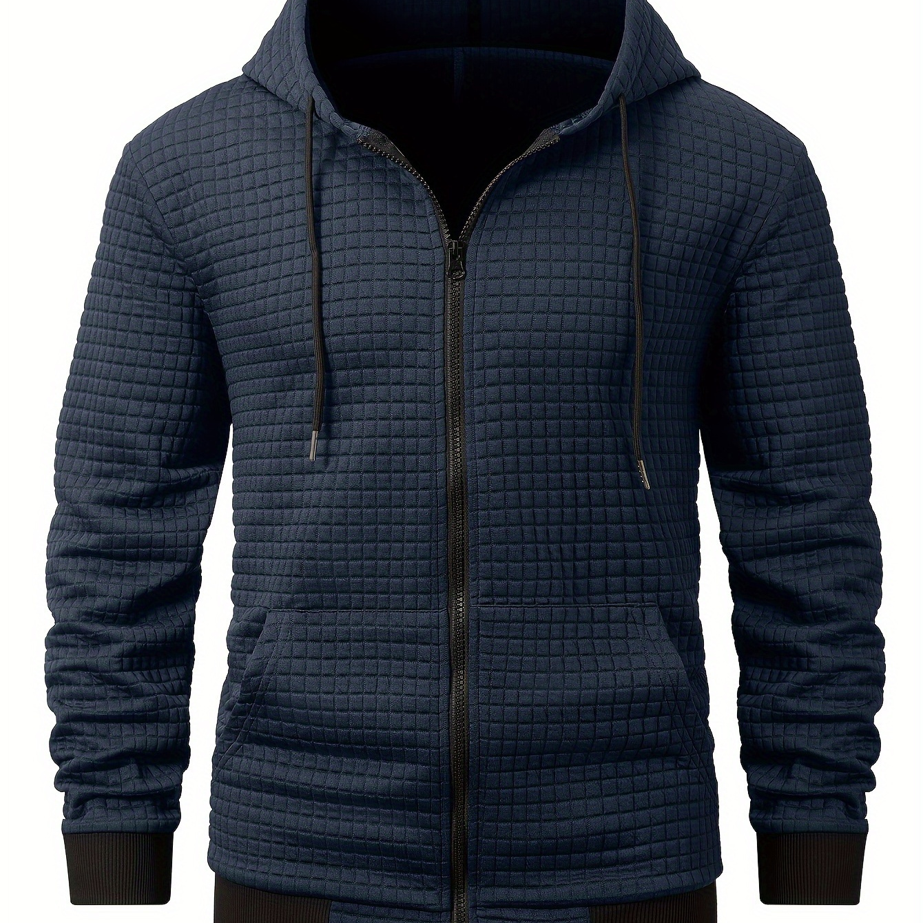

Men's Plus Size Hoodie Sweatshirt With Zipper, Casual Sports Zip Hoodie, Solid Color, Woven Polyester, Regular Fit