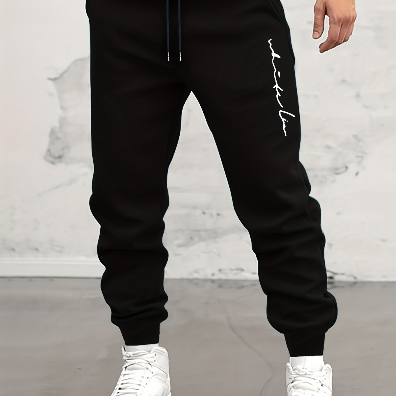 

Letter Print Drawstring Sweatpants Loose Fit Pants Men's Casual Slightly Stretch Joggers For Spring Autumn Running Jogging