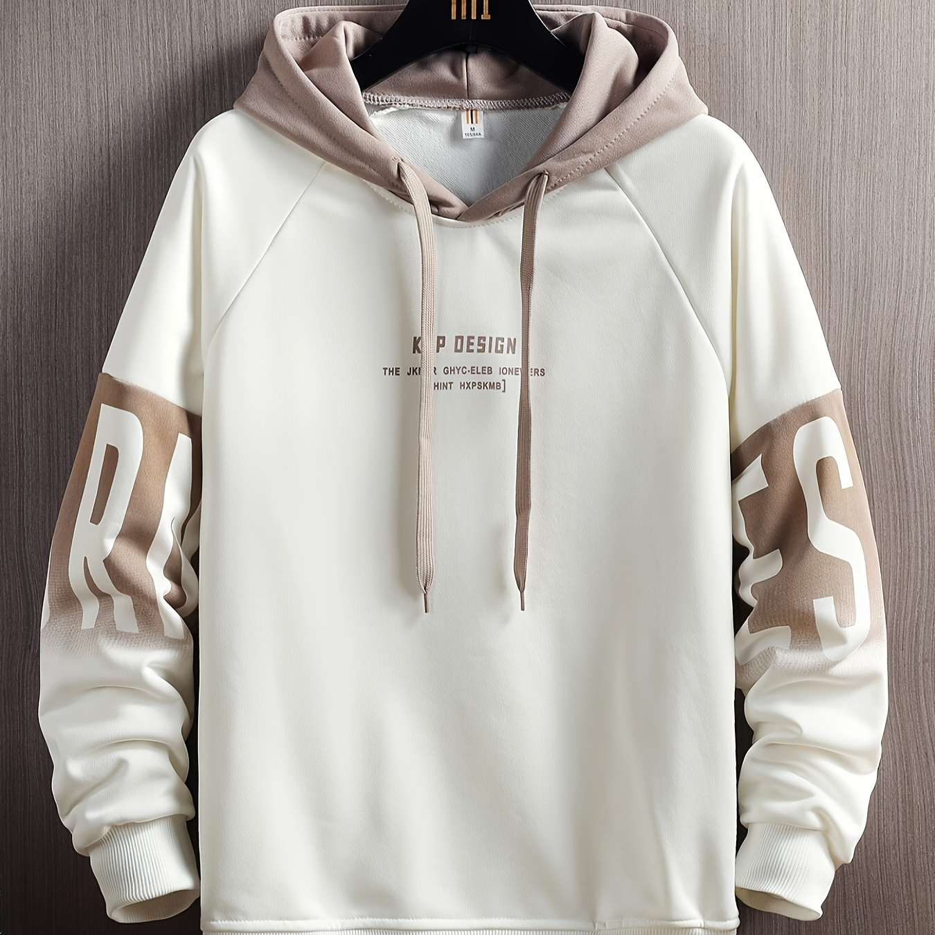 

Men'/autumn Fashion Hoodie, Casual Sports Sweatshirt With Drop Shoulder Sleeves, Ribbed Cuffs, And Chest Letter Print, 100% Polyester Knit Fabric, Regular Fit And Length