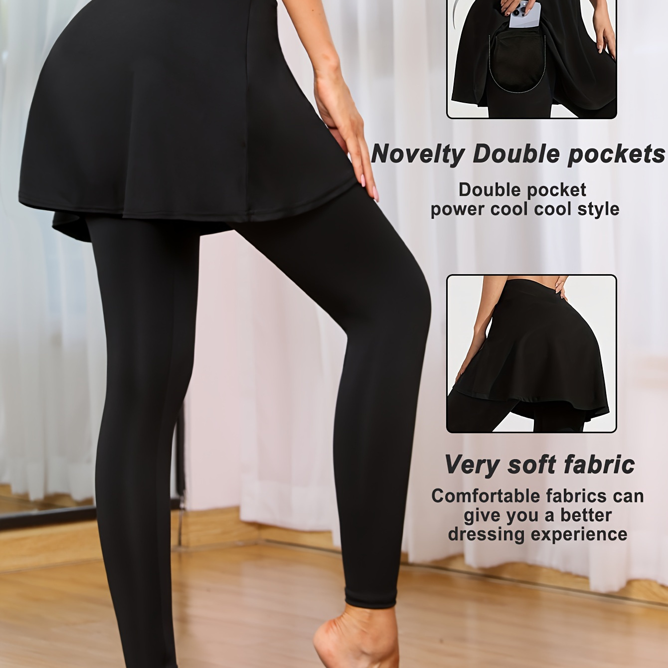 

Women' Pants For Autumn And Winter, Combining Sport Leggings With 2 Pockets, Tight-fitting And Butt-lifting Solid Color Long Pants, Suitable For Yoga, Sports, And Tennis Skirts