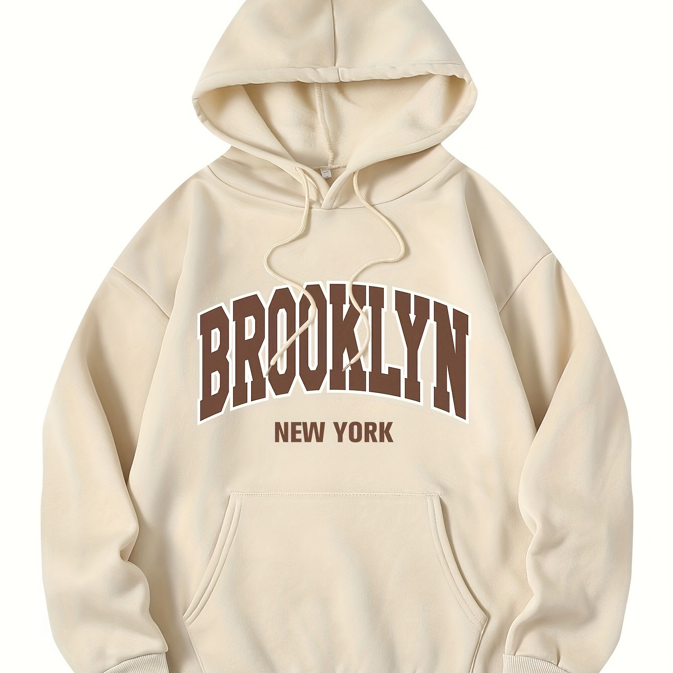 

Brooklyn New York Graphic Hoodie For Women - 100% Polyester, Sports Style, Hooded Collar, Slight Stretch Fabric, Alphabet Pattern, All-season, Drawstring Detail, Knit Pullover Active Sweatshirt