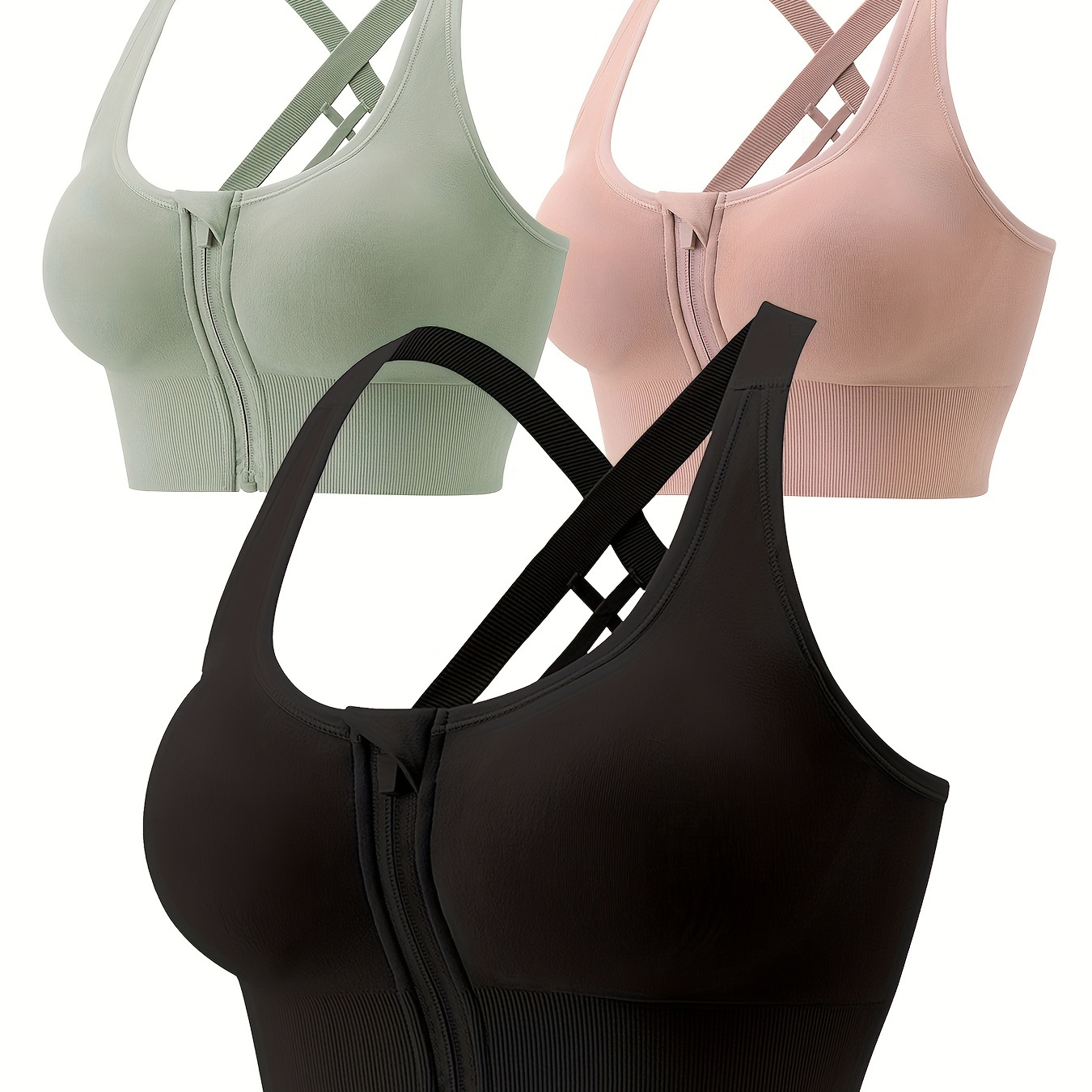 Criss Cross Back Sports Bras Breathable High Impact - Temu Canada