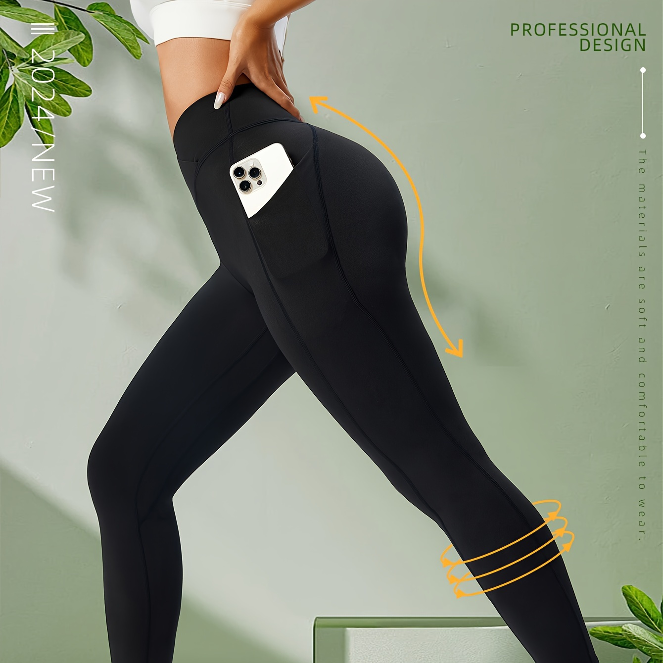

Women's High-waisted Butt Lift Yoga Leggings - Soft, Stretchy Athletic Tights With Pockets For Running And Workout