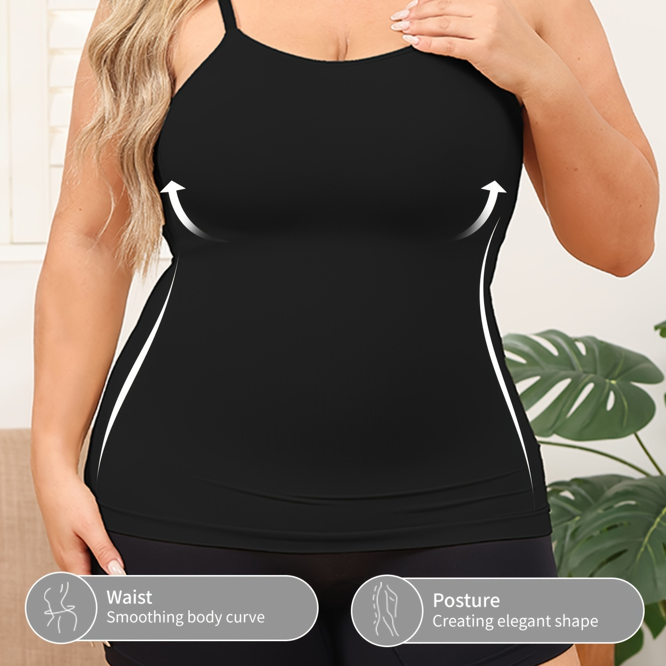 

Women's Plus Size Shaping Tank Top, Slimming Sports Camisole With Tummy Control And Posture Support