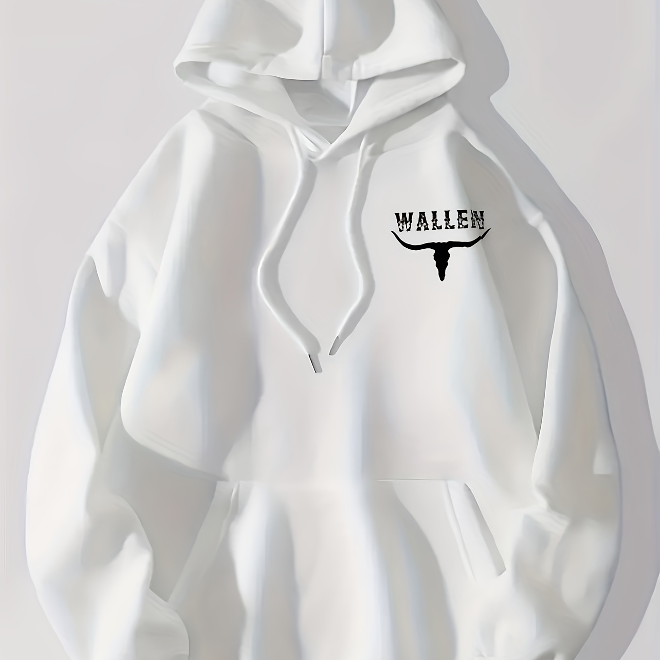 

Wallen & Skull Print Drawstring Hoodie, Casual Long Sleeve Drop Shoulder Hoodie, Women's Clothing