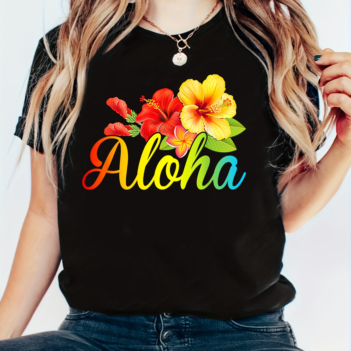 

Aloha Hawaiian Vacation Casual Women's Summer Short-sleeved T-shirt