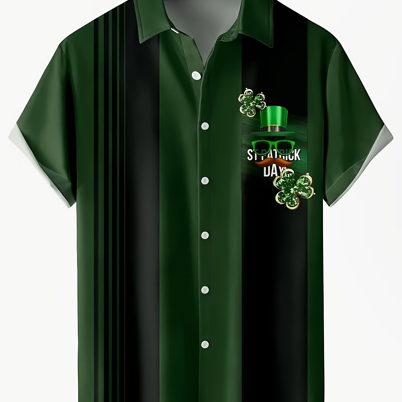 

Chemise Imprimée Graphique Pour Hommes Pour La Fête De La Saint-Patrick, Tendance Estivale À Manches Courtes