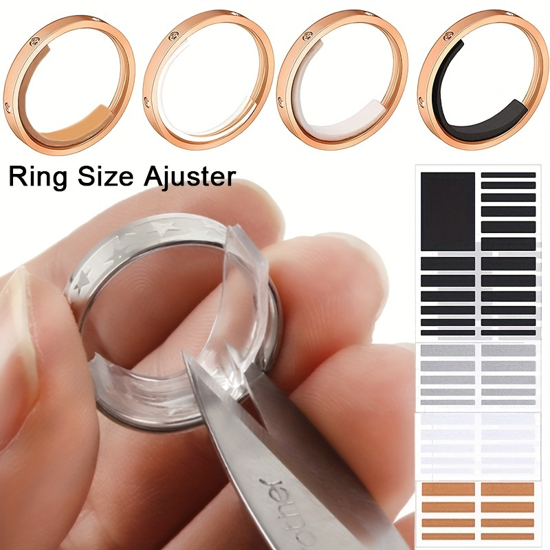Frienda Paquete de 16 ajustadores de anillos para anillos sueltos para  mujeres, 4 tamaños, anillos de plástico invisibles con paño de pulido