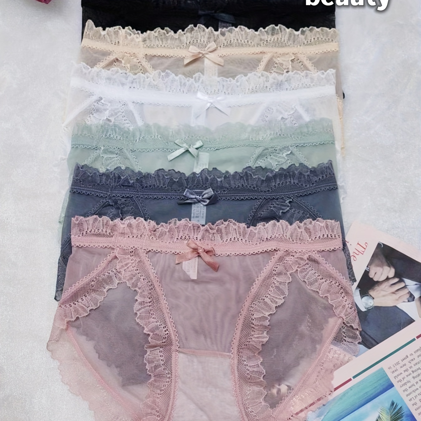 1/6 Female Underwear Thong Panties Mesh with Lace Bow Underpants for 12  inch tbleague ph Female Soldie Body - AliExpress