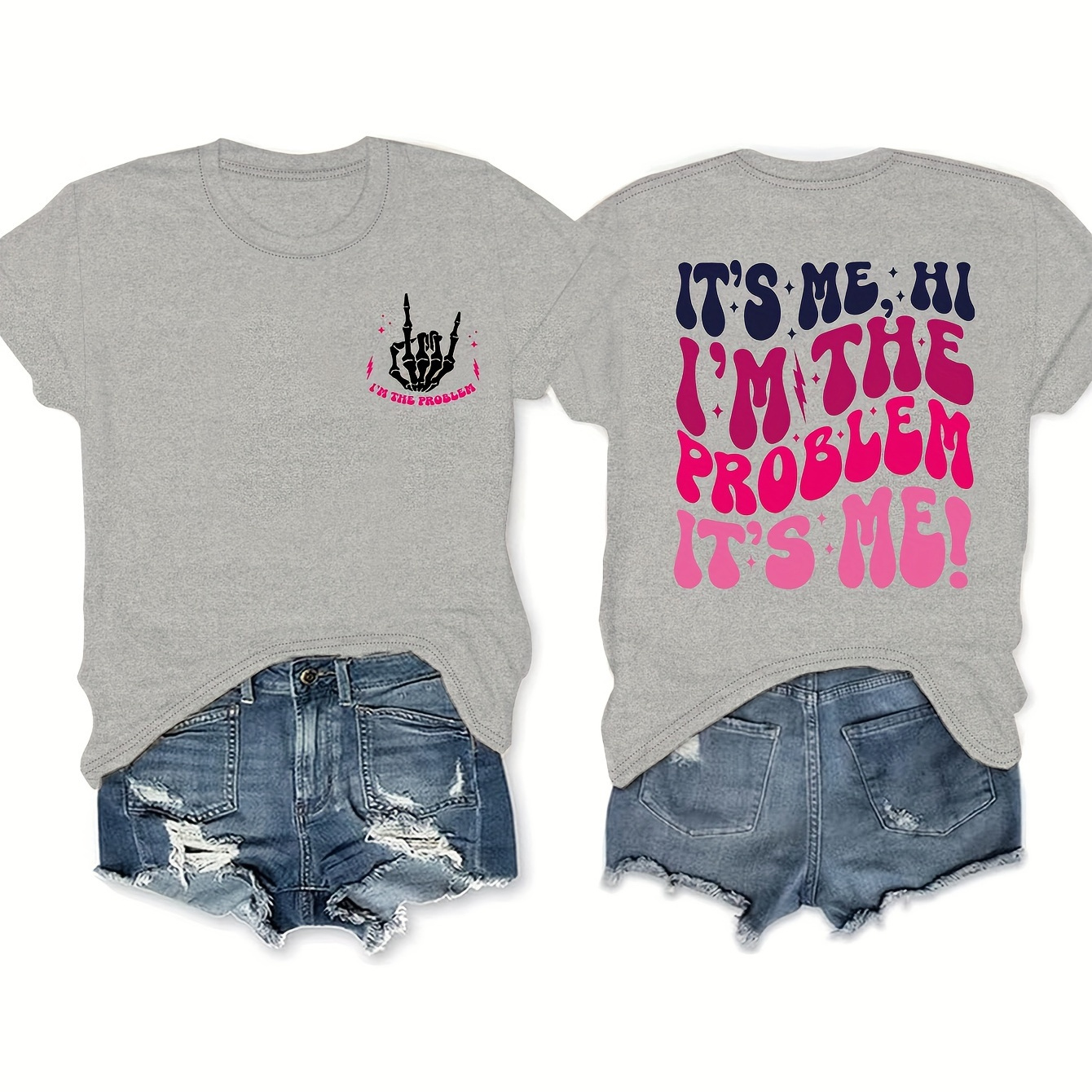 

Letter Print T-shirt, Short Sleeve Crew Neck Casual Top For Summer & Spring, Women's Clothing