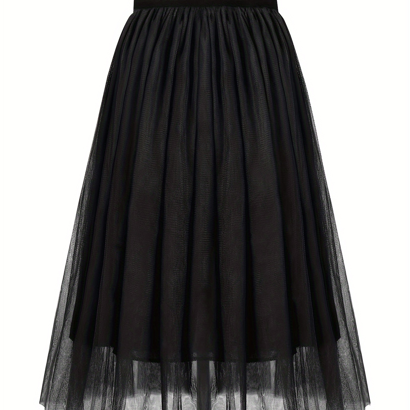 

Girls Tulle Midi Skirt, Black Ballet Tutu A-line Mesh Breathable Dress, Casual Style For Girls