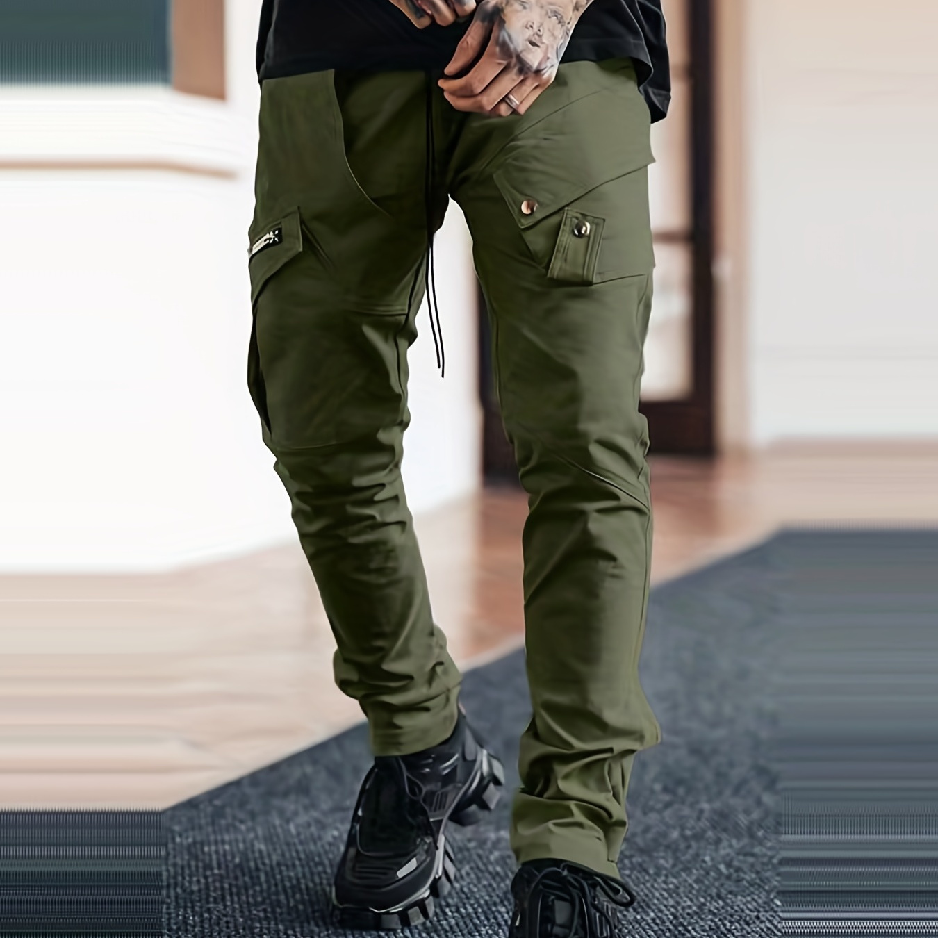 Men's Trendy Cargo Pants With Multi Pockets, Casual Elastic Waist Straight  Leg Trousers For Outdoor
