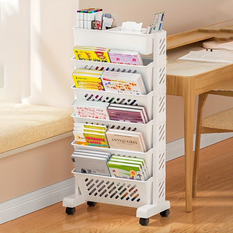 2pcs 4-Layer Small Bookshelf Organizer Floor Standing Desktop