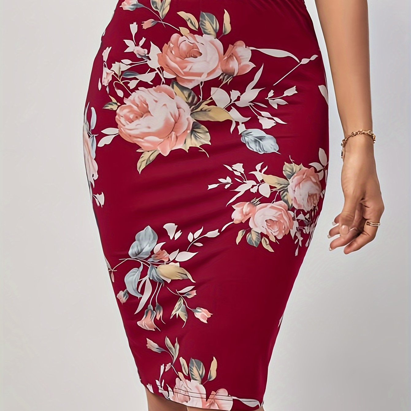 

Floral Print Pencil Skirt, Elegant High Waist Midi Skirt For Spring & Summer, Women's Clothing