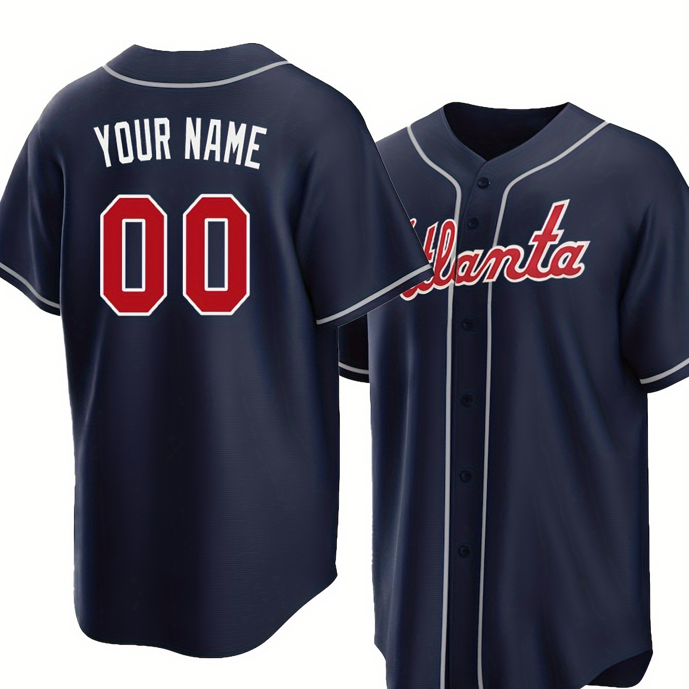 

Men's Customized Baseball Jersey, Embroider Your Personalized Name & Number, Comfy Top For Summer Sport