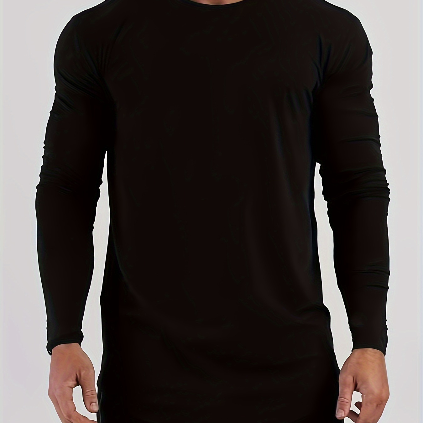 

Men's Solid Color Slim Long Sleeve Sports T-shirt, Casual Stretchy Bottoming Fitness Tops For Workout And Training