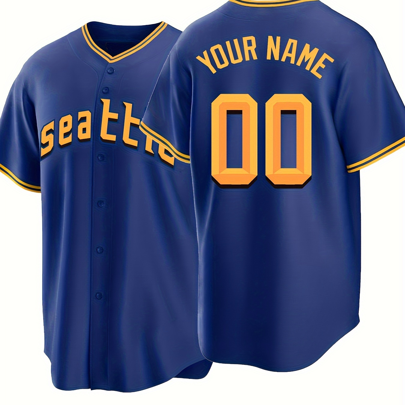 

Custom Men's Baseball Jersey V-neck - 100% Polyester Knit Fabric, Embroidered Name & Number, Slight Stretch, Loose Fit Athletic Top For Sports & Casual Wear