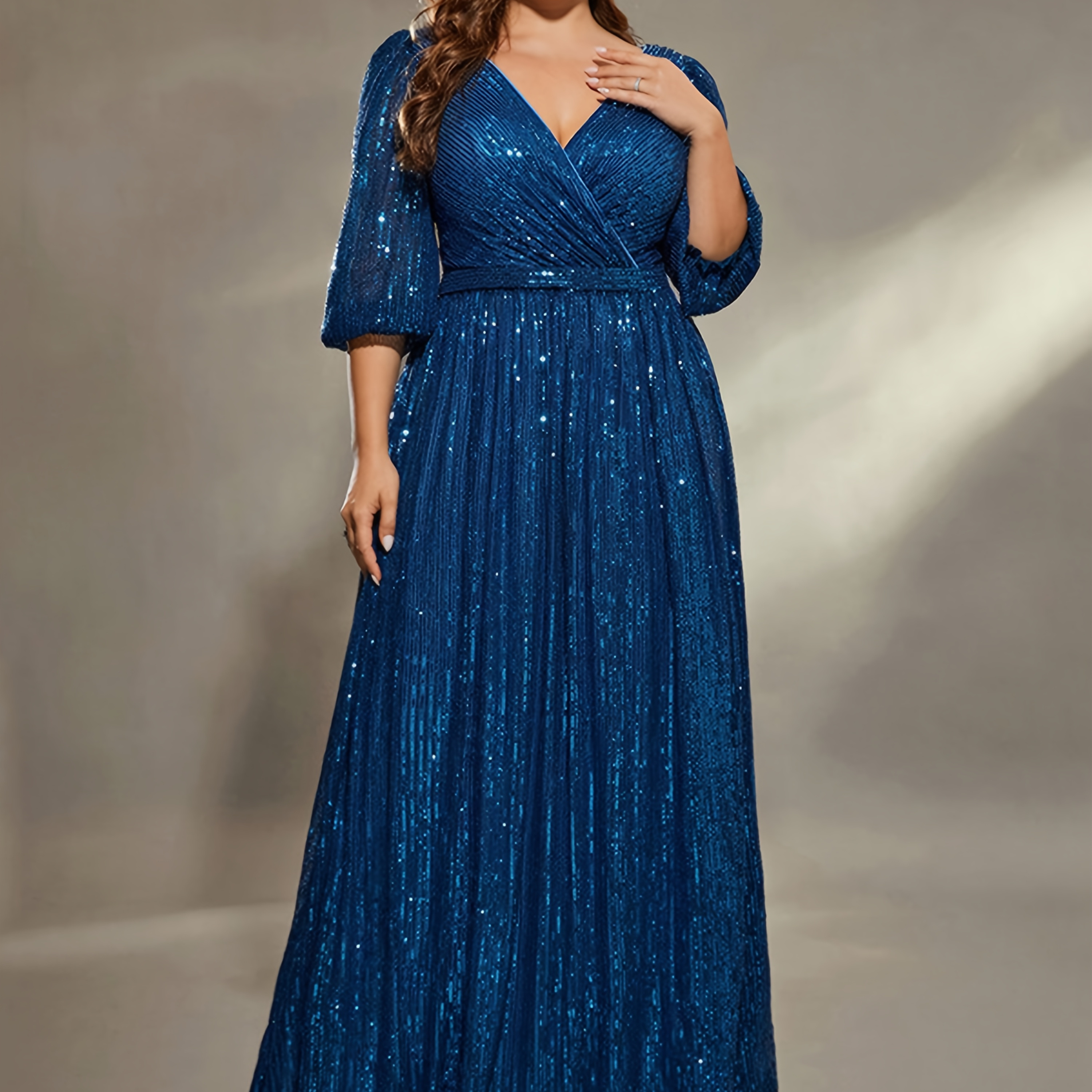 

Plus Size Women's Temperament Elegant Long Dresses V-neck Banquet Evening Prom Party Gowns Dresses