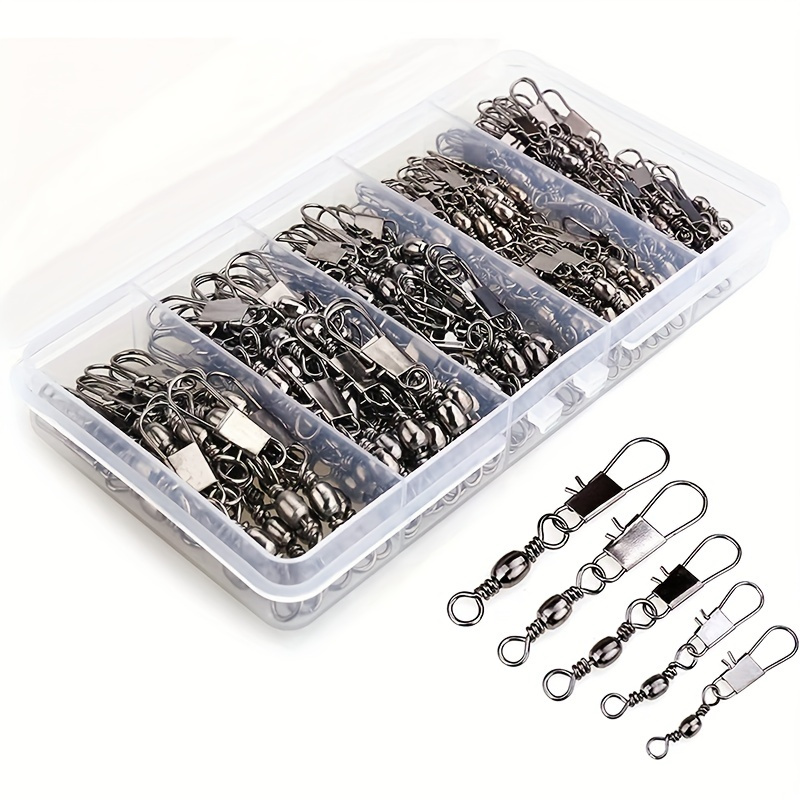 

50/200pcs Premium Fishing Ball Bearing Swivels With Barrel Snap Connector - Smooth Rotation, Strong And Durable, Essential Fishing Accessories