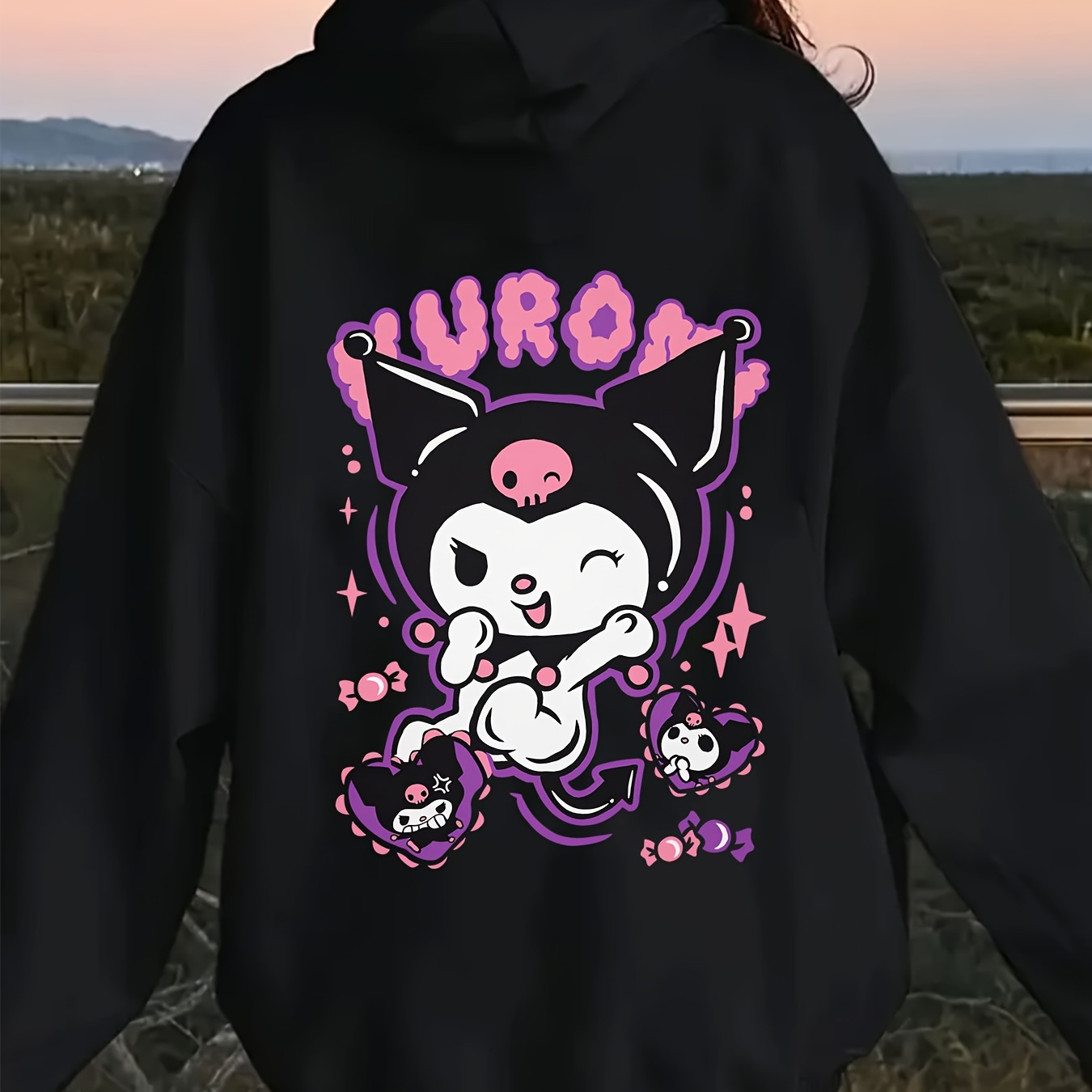 

Sanrio Hoodies Unisex, Kuromi Pattern Printed , Cinnamoroll Drawstring Hooded Sweatshirt, Christmas , -q5-53