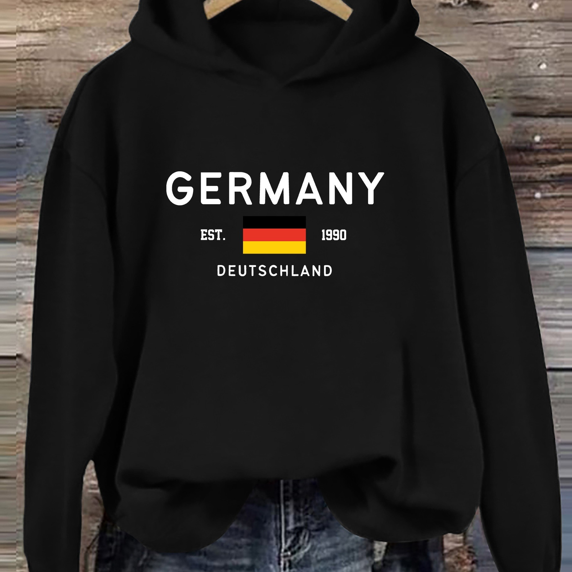 

Germany Print Hoodie, Casual Long Sleeve Hoodies Sweatshirt For Fall & Winter, Women's Clothing