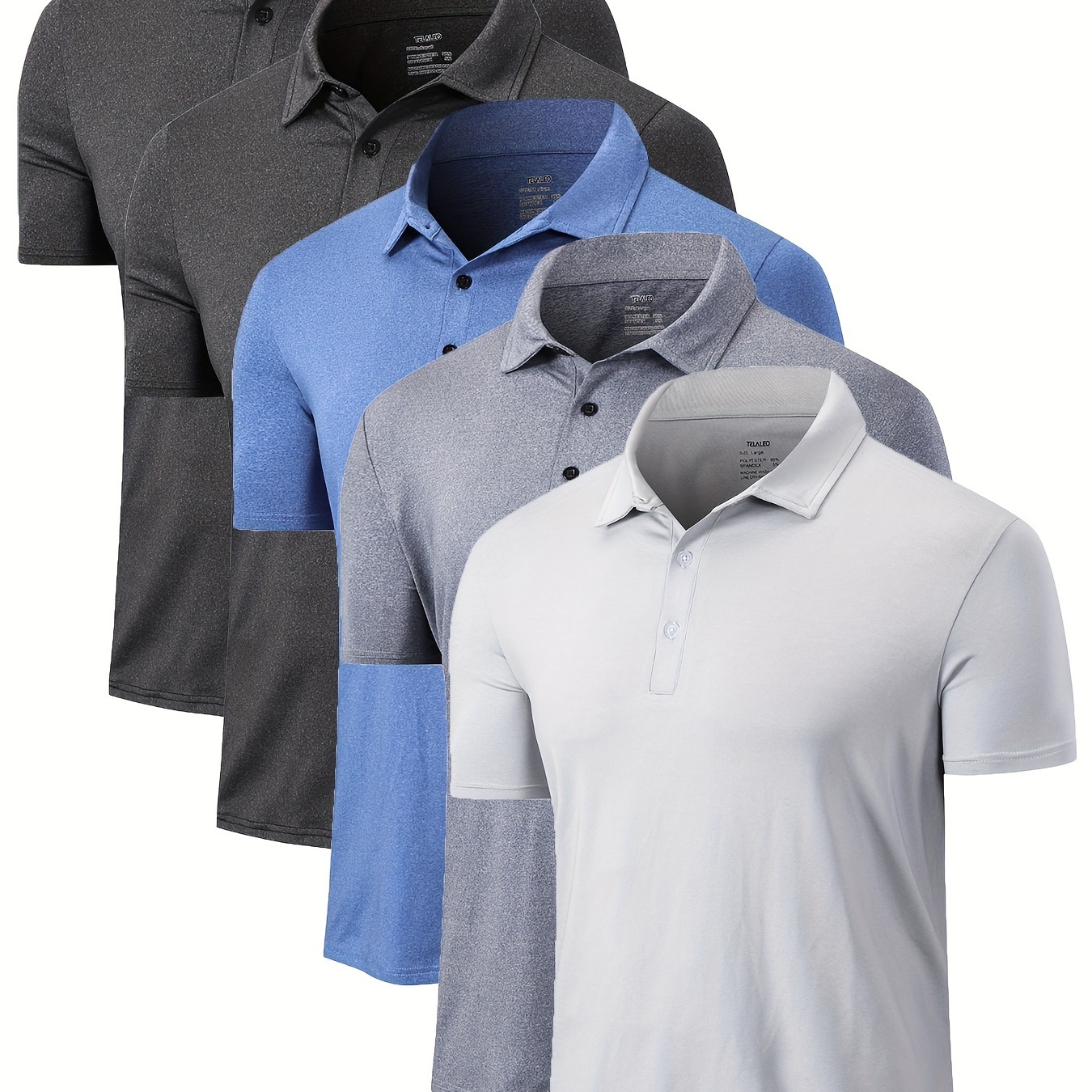 

5 Pack Mens Polo Shirts Quick Dry Short Sleeve Golf T Shirt Performance Moisture Wicking Casual Workout