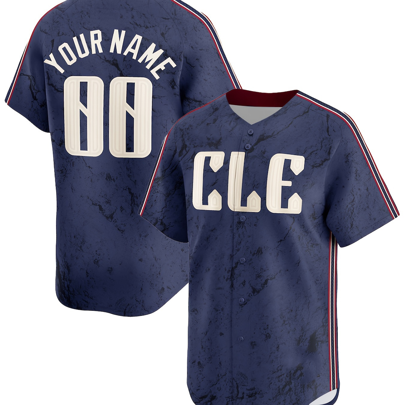 

Men's Customized Short Sleeve V-neck Baseball Jersey, Tailored To Your Preferences, Comfy Stylish For Training And Competition