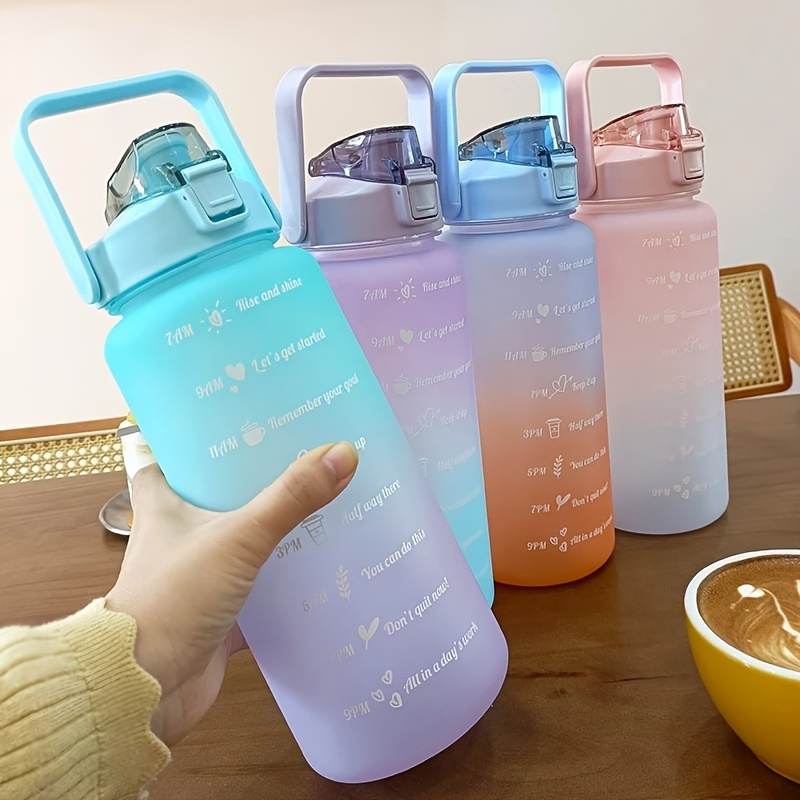 Multicolor Large Capacity Water Bottle With Straw For - Temu