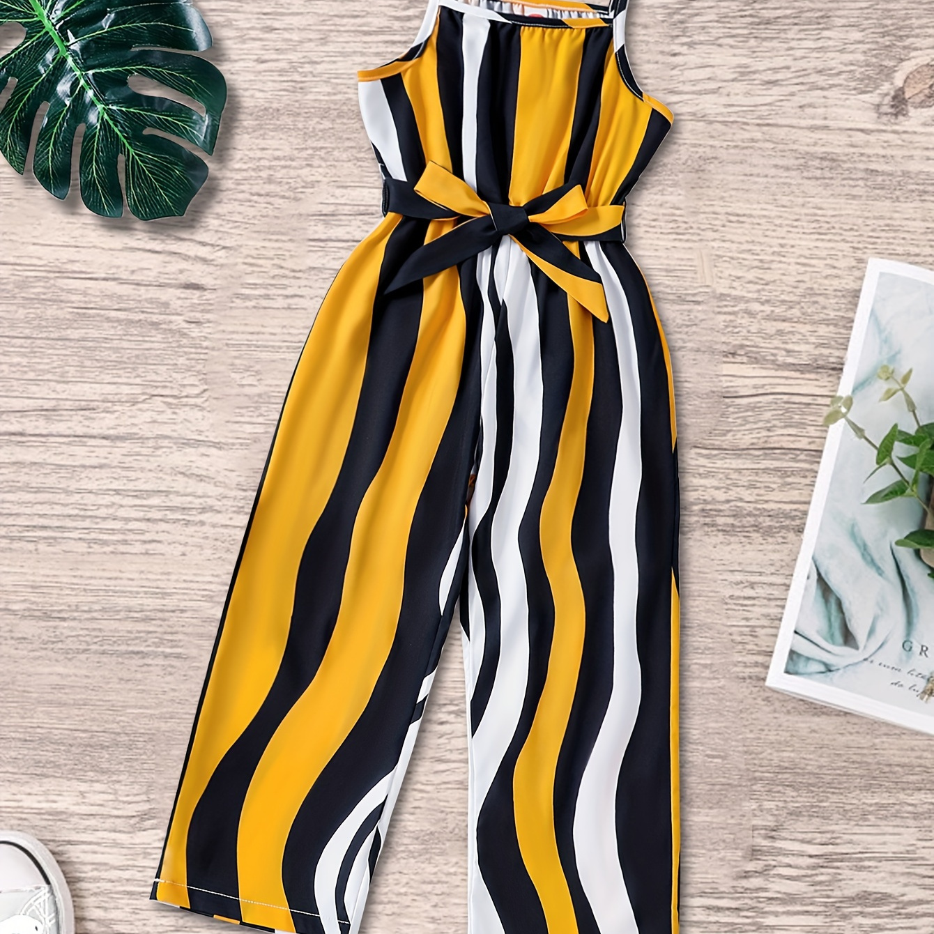 

Boho Style Girls Loose Fit Creative Pattern Print Wide Leg Jumpsuit Romper For Summer Beach Holiday Vacation Gift, Fluid Pants