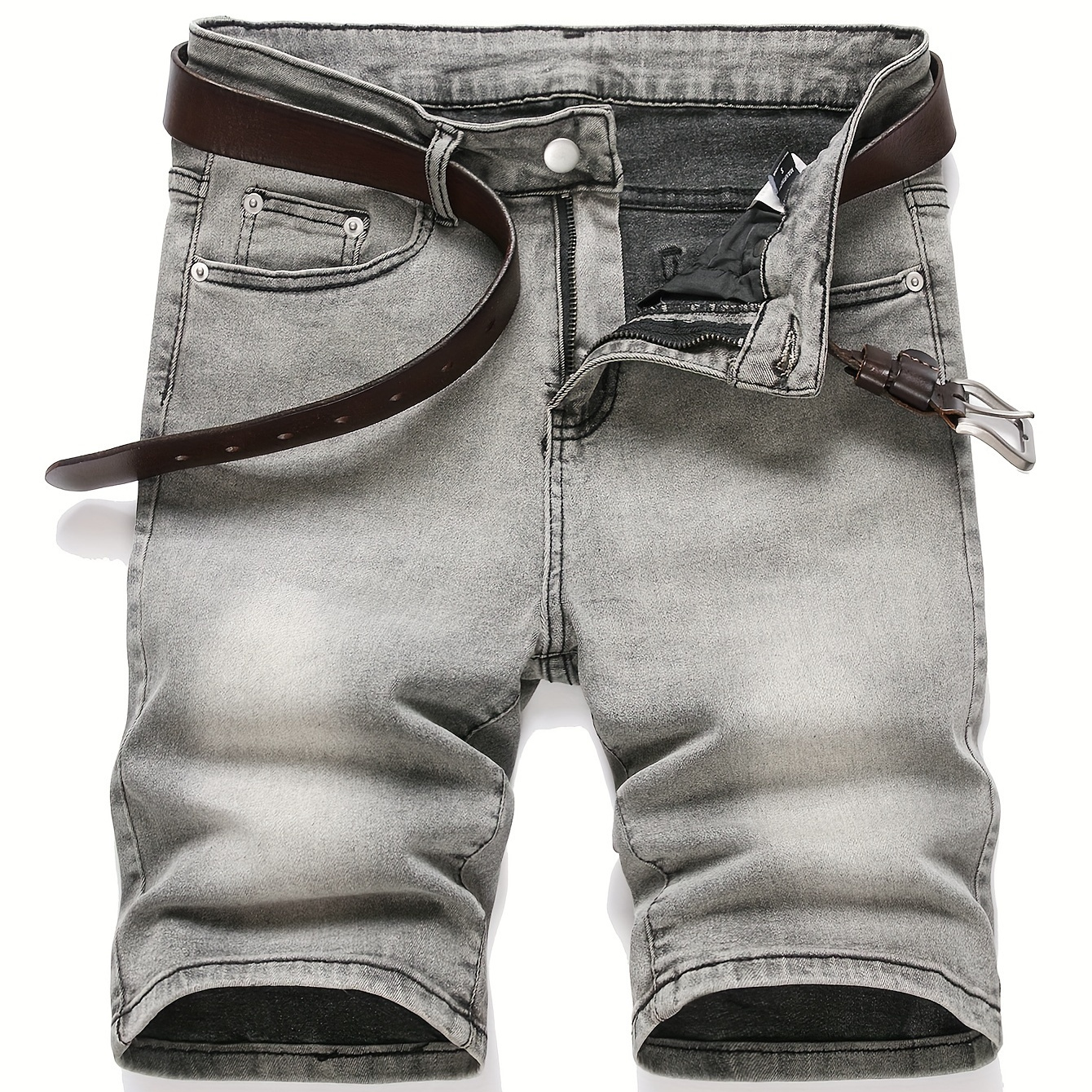 

Men's Stylish Casual Solid Denim Shorts, Slim Fit Jorts For Daily Life Outdoor