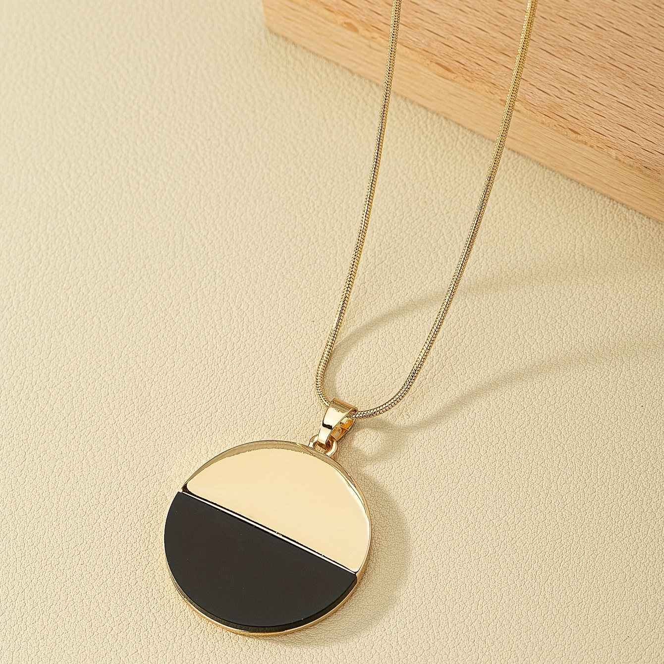 

14k Plated Round Black & Pendant Long Necklace