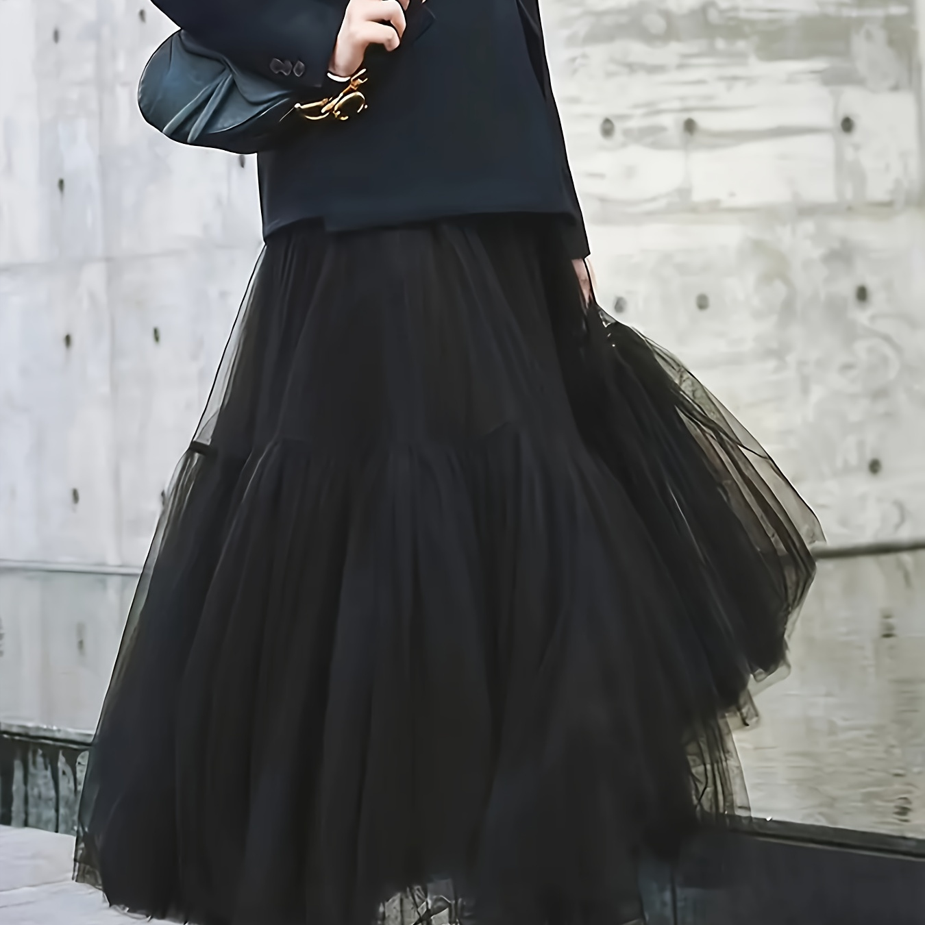 

Women's High-waist Slimming Tulle Skirt, Loose A-line Long Length, 100% Polyester, Solid Color, , No Belt, Woven Fabric, 30gsm Weight, 110gsm