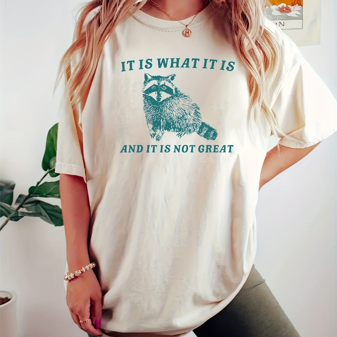 

It Is What It Is Print T-shirt, Casual Short Sleeve Crew Neck T-shirt For Spring & Summer, Women's Clothing