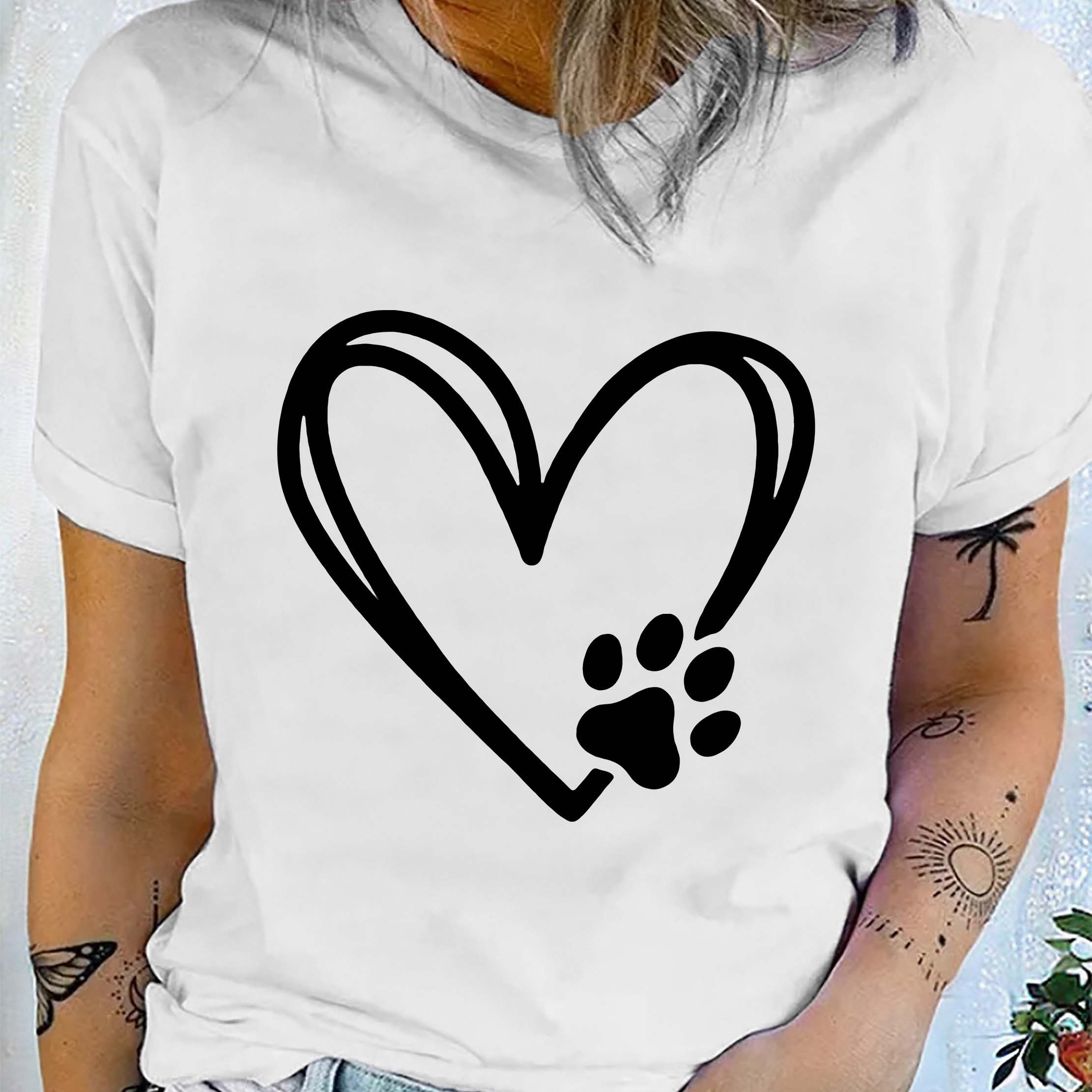 

Graphic Print T-shirt, Short Sleeve Crew Neck Casual Top For Summer & Spring, Women's Clothing