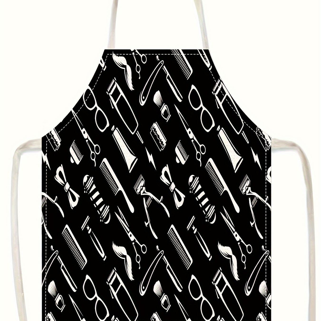 

Men's Creative Tie Back Work Apron, Cooking Apron With Stylish Print, Fashionable Home Kitchen Utility Apparel, Casual Style