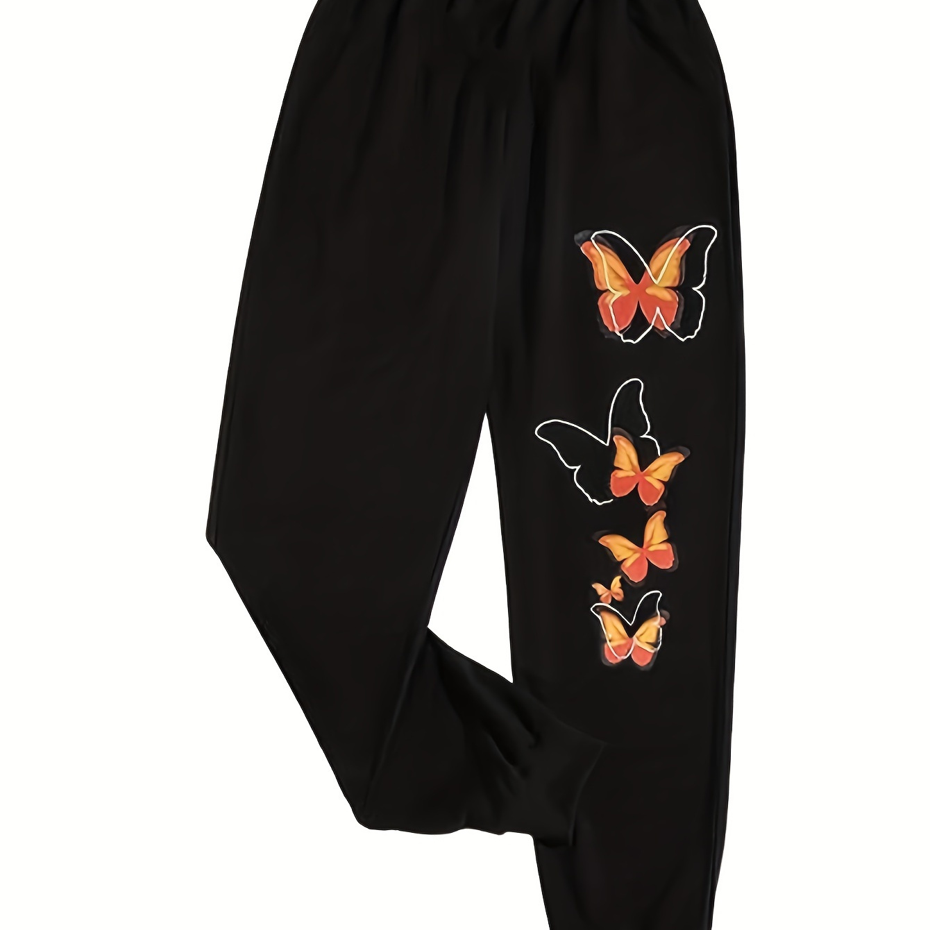 

Butterflies Print Jogger Pants, Elastic Waist Casual Pants For Winter & Fall, Women's Clothing