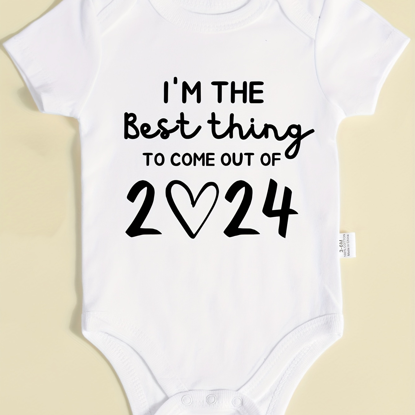 

Infant's "i'm The Best Thing To Come Out Of 2024" Print Bodysuit, Comfy 100% Cotton Short Sleeve Onesie, Baby Girl's Clothing