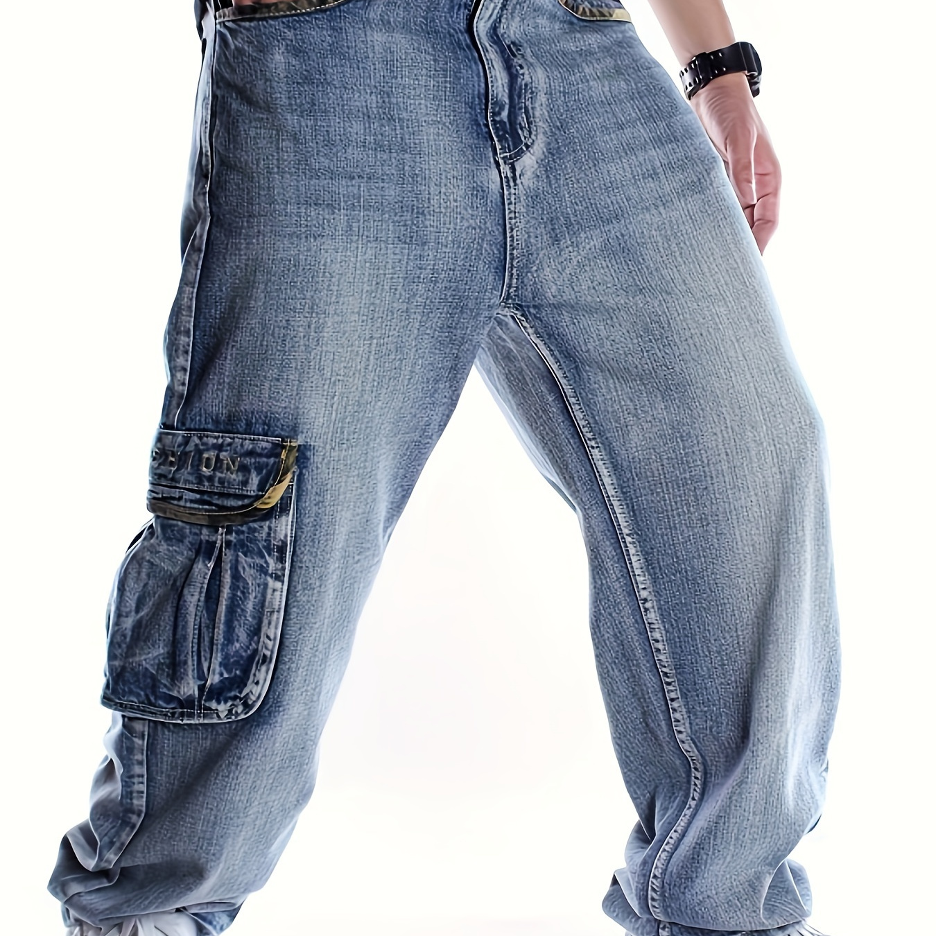 

Men's Multi Pocket Light Colored Jeans, Loose And Oversized Long Pants, Men's Street Trend Hip-hop Oversized Street Dance Skateboard Pants, Suitable For All Seasons