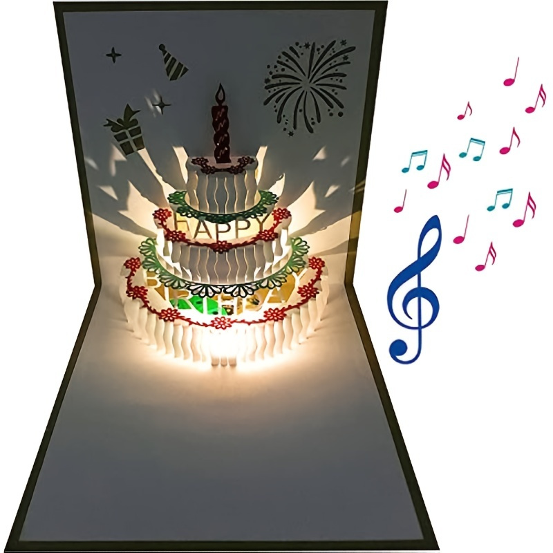 

3d Pop Up Birthday Cards,warming Led Light Birthday Cake Music Happy Birthday Card Postcards Pop Up Greeting Cards Laser Cut Happy Birthday Cards Best For Mom,wife,sister, Boy,girl