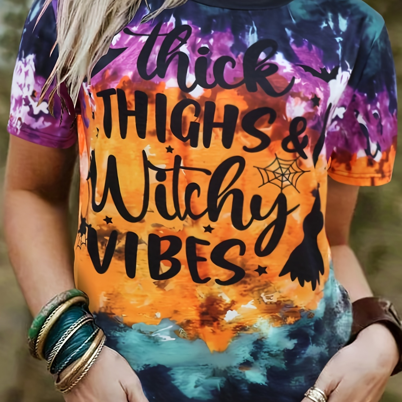 

Tie Dye Letter Print Crew Neck T-shirt, Casual Short Sleeve T-shirt For Spring & Summer, Women's Clothing