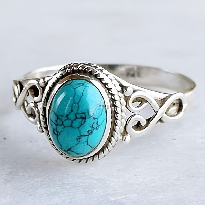 

Vintage Engagement Ring Fashion Turquoise Bridal Wedding Ring Women's Ornament Jewelry Accessories Gift