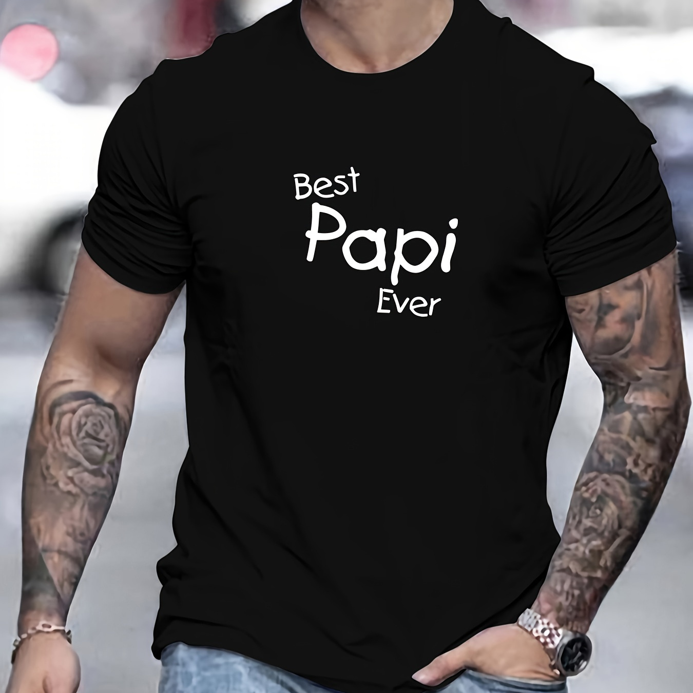 

T-shirt "Meilleur Ever" pour homme, décontracté été col rond manches courtes, mélange de polyester, ajustement régulier, couleur unie, haut unisexe adulte