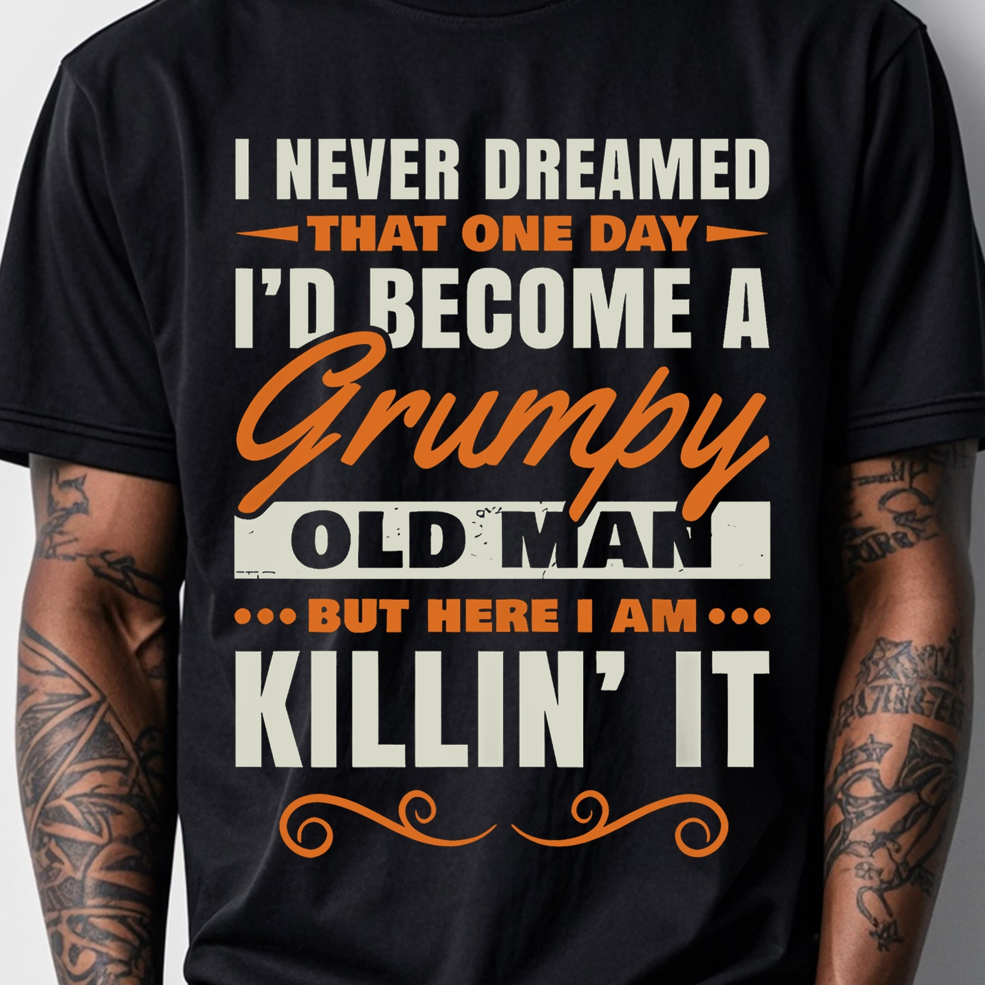 

I Day I'd Become A Old Man But Men's Casual Cotton T-shirt, Black Graphic Tee, Crew Neck, Soft 100% Cotton, Funny, Stylish, , Breathable, Moisture-wicking, Ideal For Running And Weekend