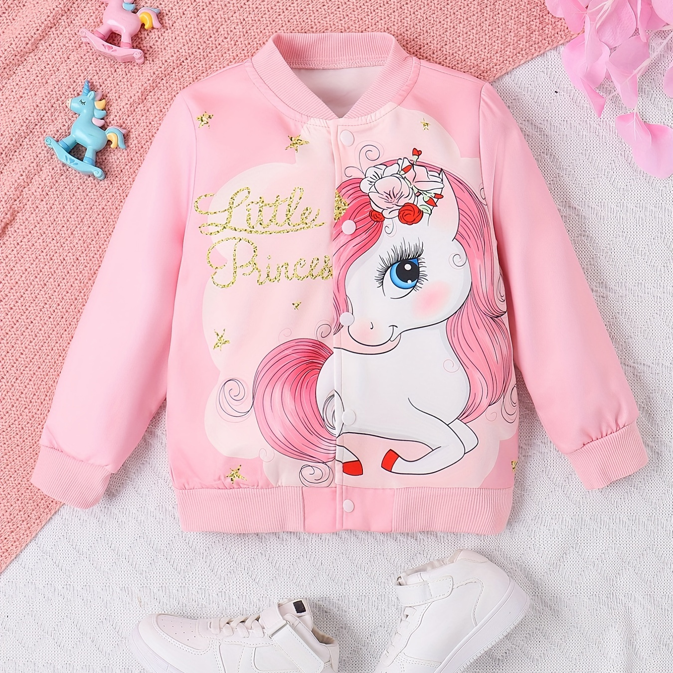 

Girls Graphic Button Up Varsity Jacket Cute & Fashionable Style For Fall/ Winter