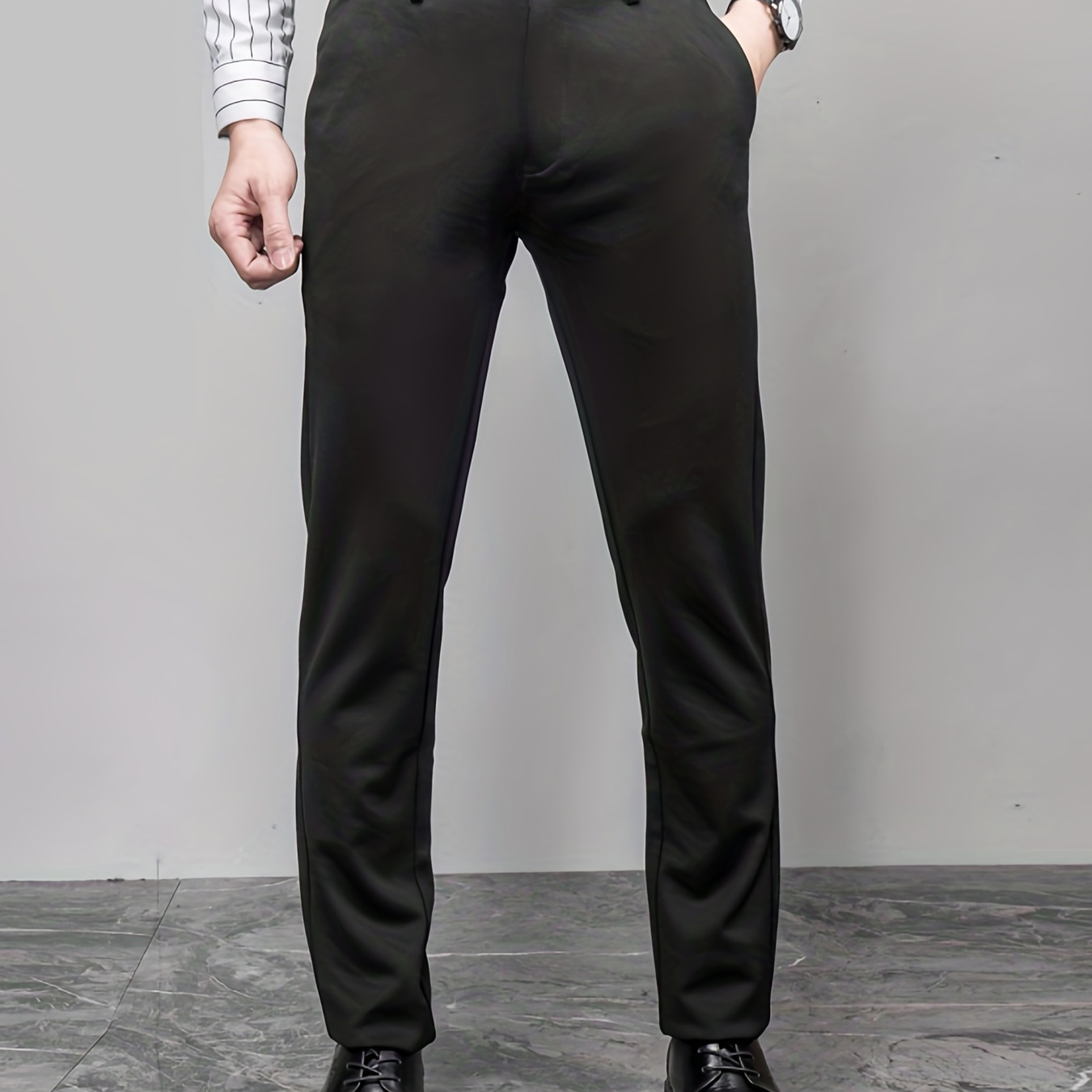 Semi-formal Classic Design Slim Fit Suit Trousers, Men's Pants For Spring  Summer Business Occasion