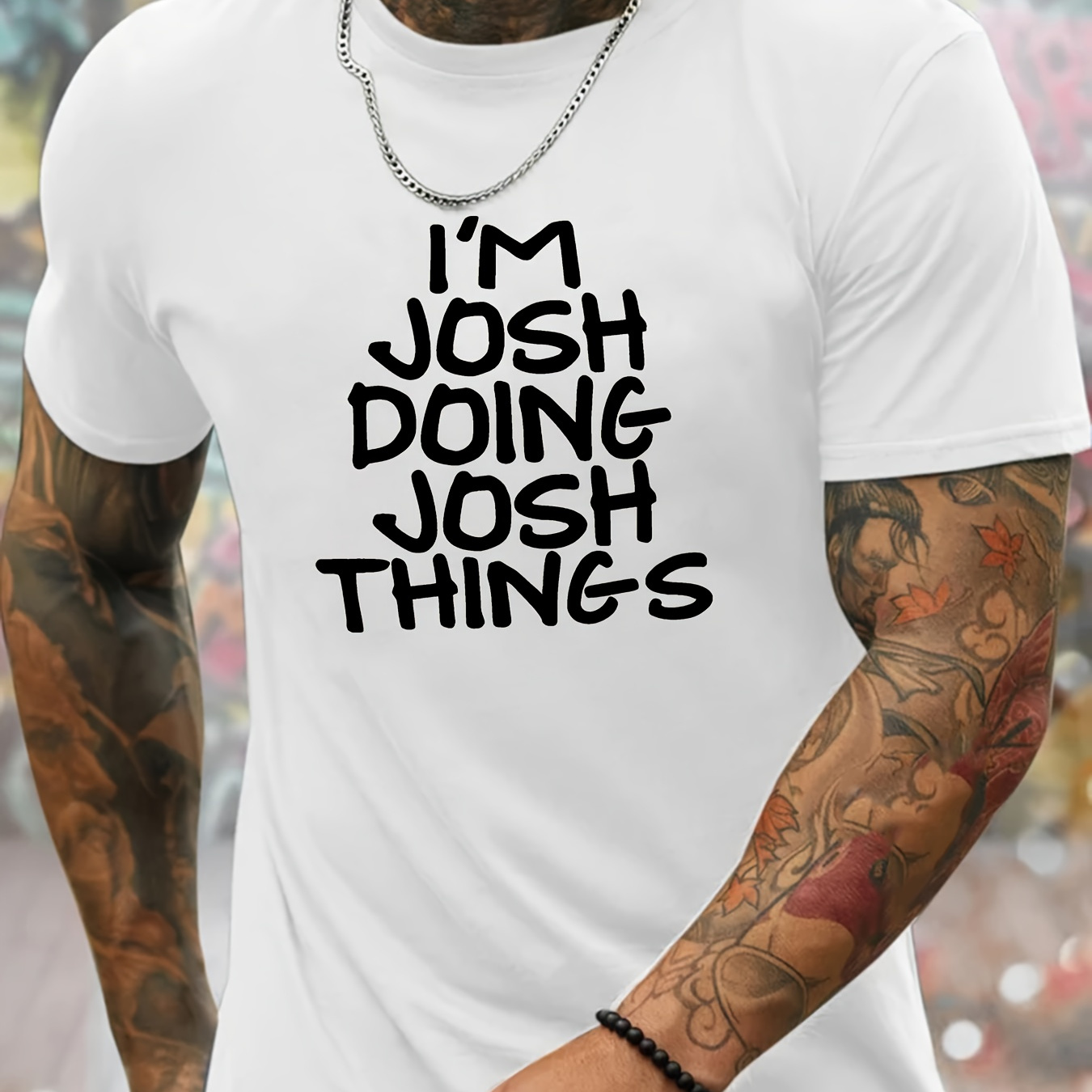 

I'm Josh Doing Josh Things, Print, Men's Round Crew Neck Short Sleeve Tee, Casual T-shirt, Casual Comfy Lightweight Top For Summer