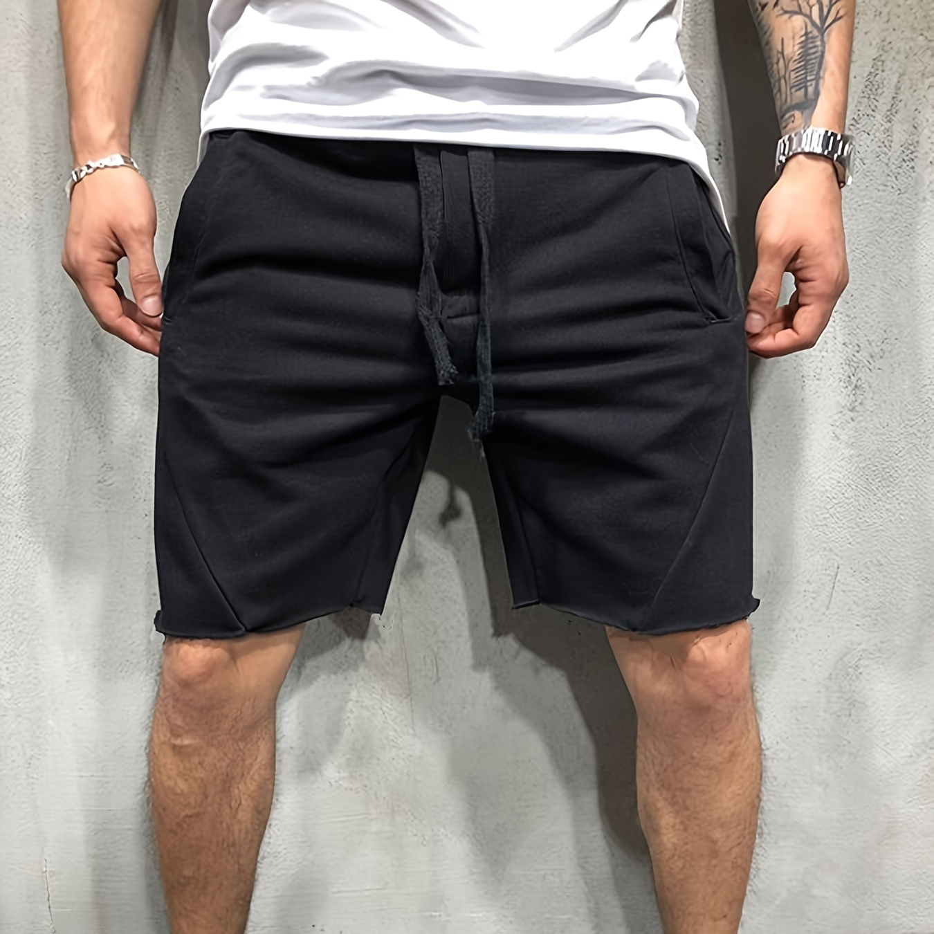

Men's Solid Sports Outdoor Lightweight Drawstring Shorts With Pockets For Summer